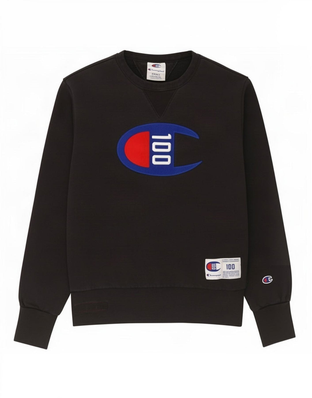 Champion Womens Graphic Oversized Φούτερ Jumper UK 10 Small Black
