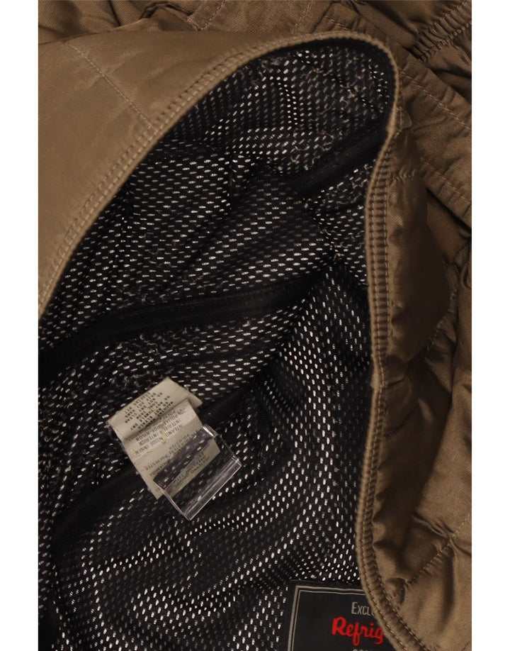 Refrigiwear Γυναικείο καπιτονέ μπουφάν με κουκούλα UK 14 μεσαίο καφέ πολυαμίδιο