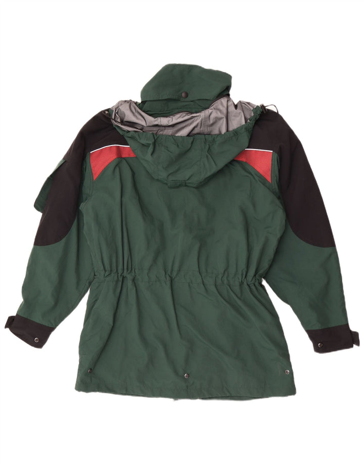 Vintage Ανδρικό μπουφάν βροχής με κουκούλα UK 40 Large Green Polyamide