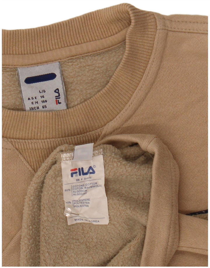 Fila Boys Graphic Sweatshirt Jumper 13-14 Years Large Beige Colourblock