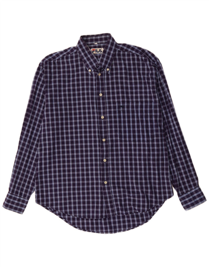 Ανδρικό πουκάμισο FILA μεγάλο μπλε ναυτικό βαμβακερό καρό