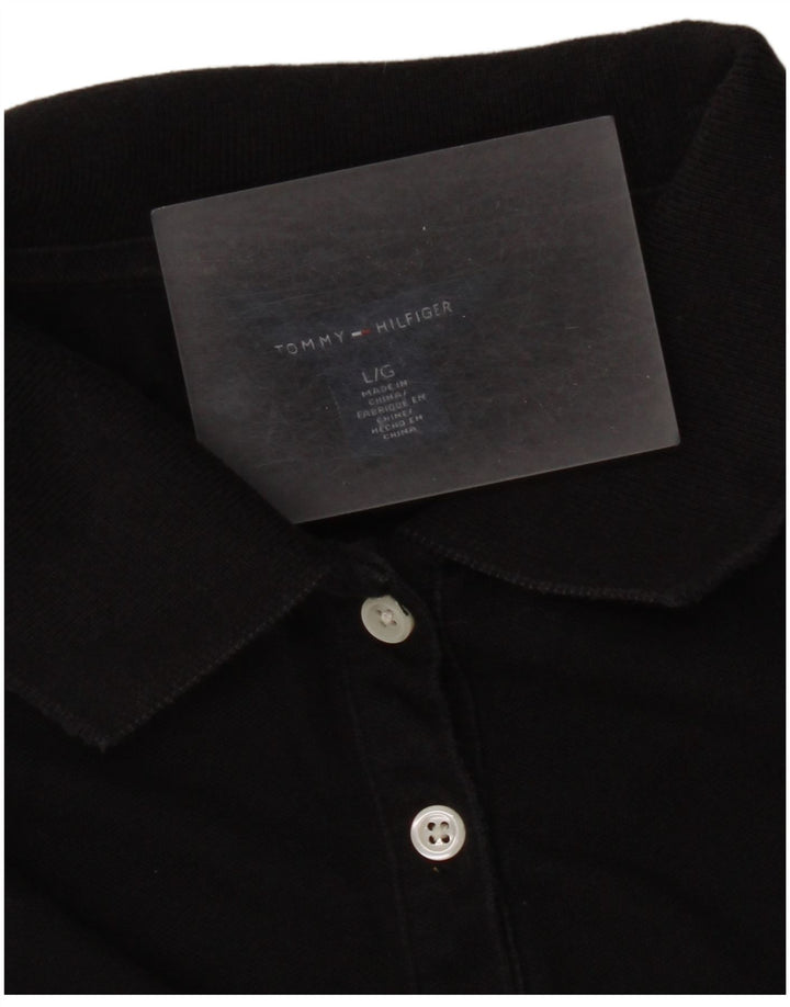 Tommy Hilfiger γυναικείο μπλουζάκι πόλο UK 14 μεγάλο μαύρο