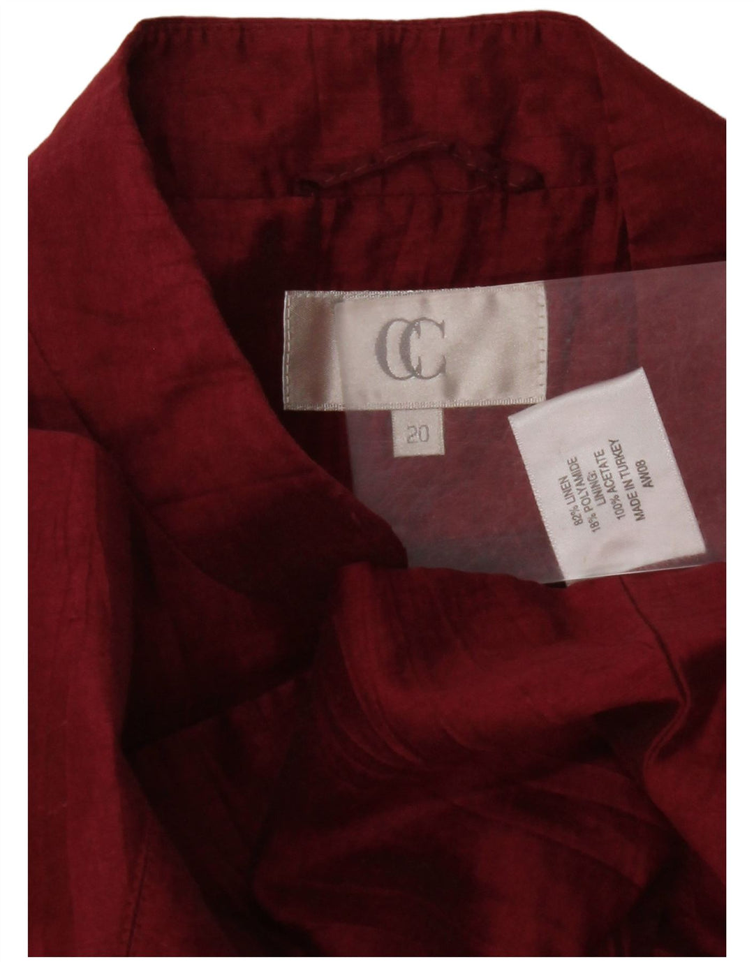 CC Γυναικείο Μπουφάν Blazer UK 20 2XL Λινό Βουργουνδίας