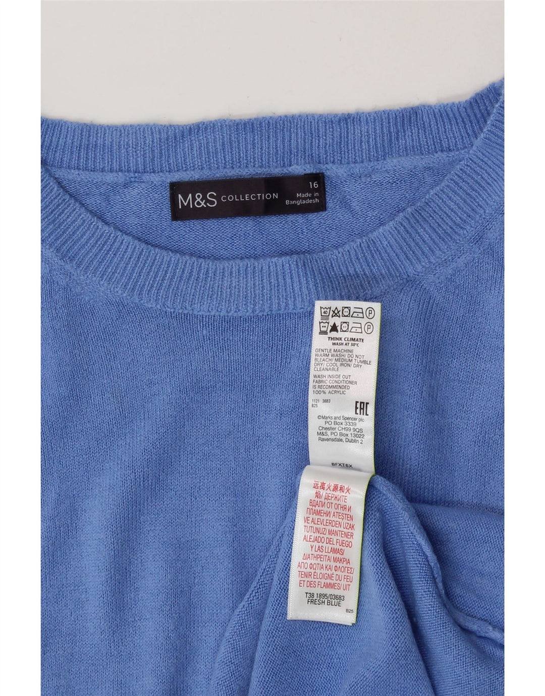 MARKS & SPENCER Γυναικείο πουλόβερ με λαιμόκαυστο UK 16 μεγάλο μπλε ακρυλικό