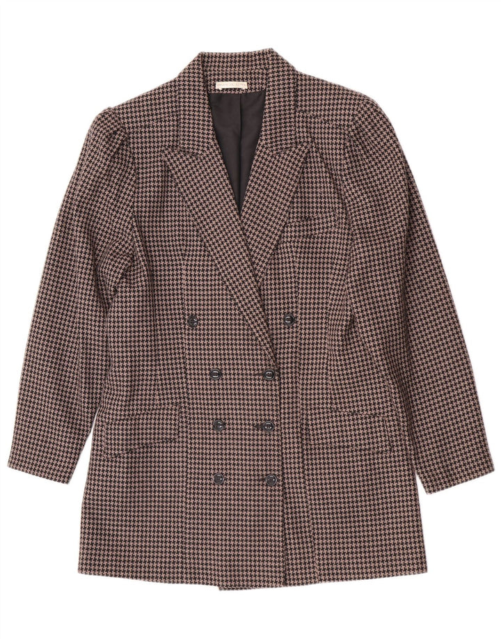Vintage γυναικεία φούστα 2 τεμαχίων UK 14 Medium W28 Καφέ Houndstooth
