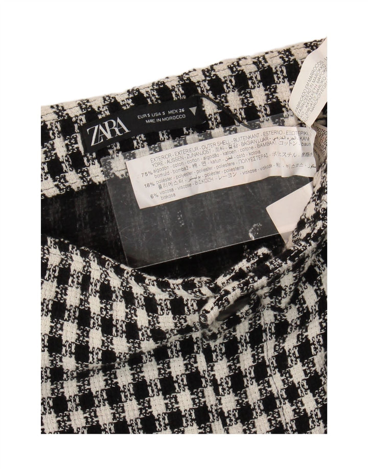 Zara Γυναικεία Μίνι Φούστα Small W26 Black Check Cotton