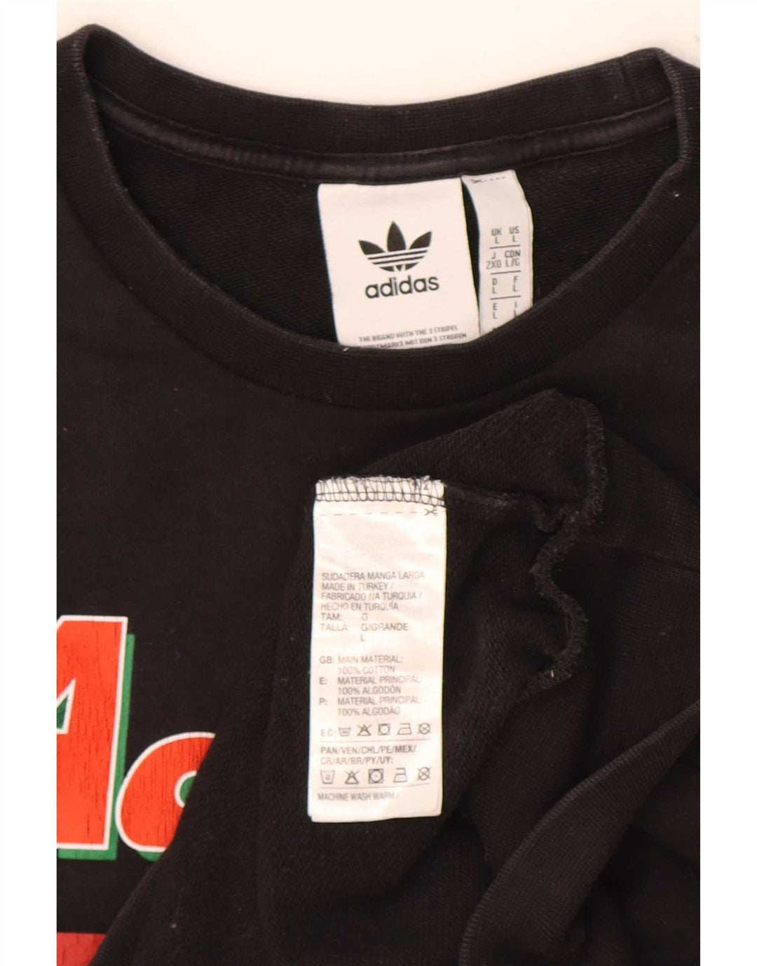 Ανδρικό γραφικό φούτερ Adidas Jumper μεγάλο μαύρο βαμβακερό