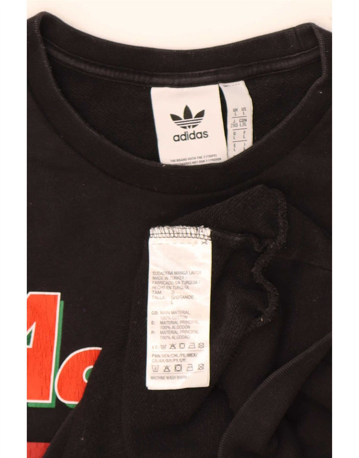 Ανδρικό γραφικό φούτερ Adidas Jumper μεγάλο μαύρο βαμβακερό