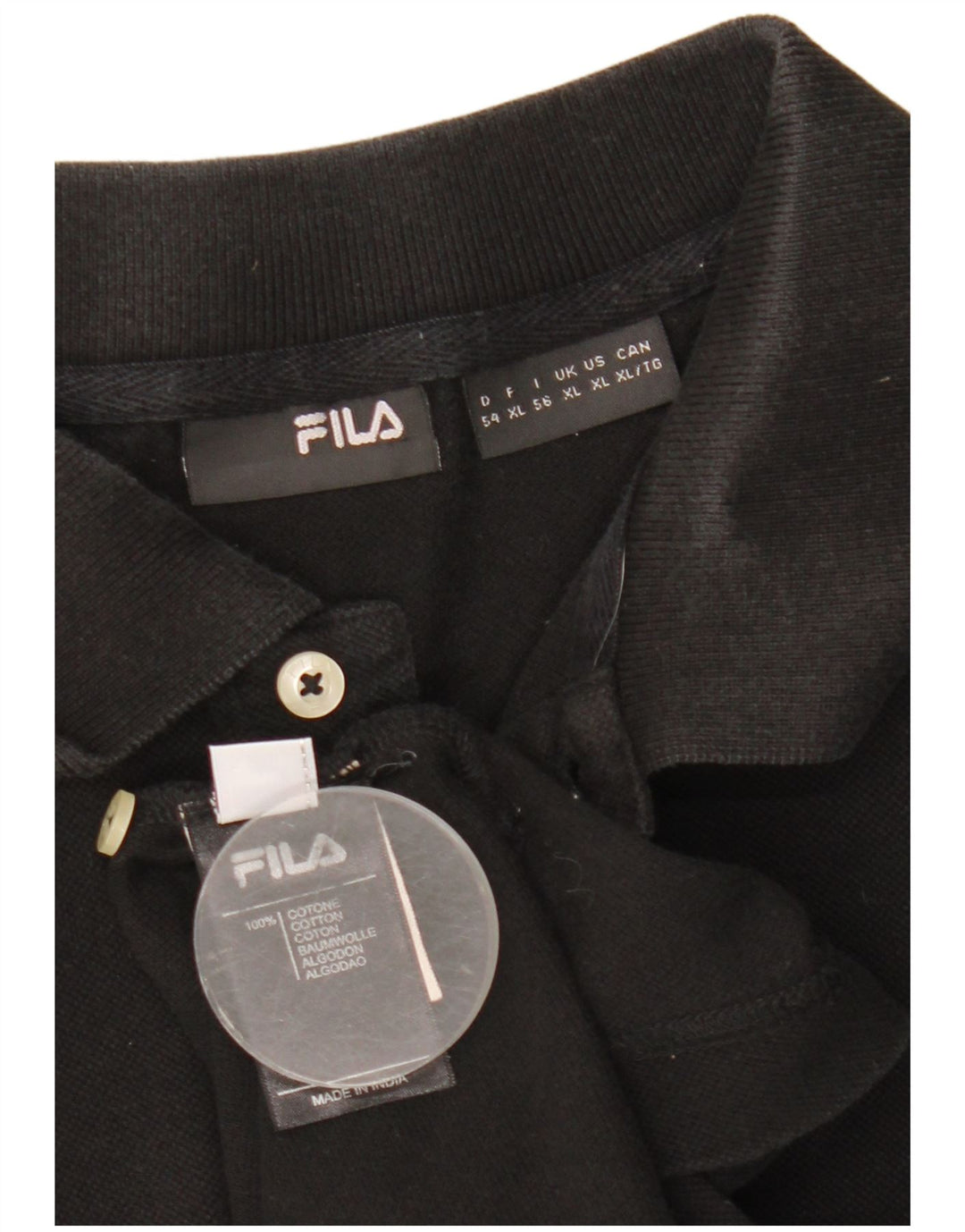 Ανδρικό πουκάμισο πόλο Fila XL Μαύρο βαμβακερό