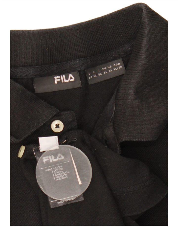 Ανδρικό πουκάμισο πόλο Fila XL Μαύρο βαμβακερό