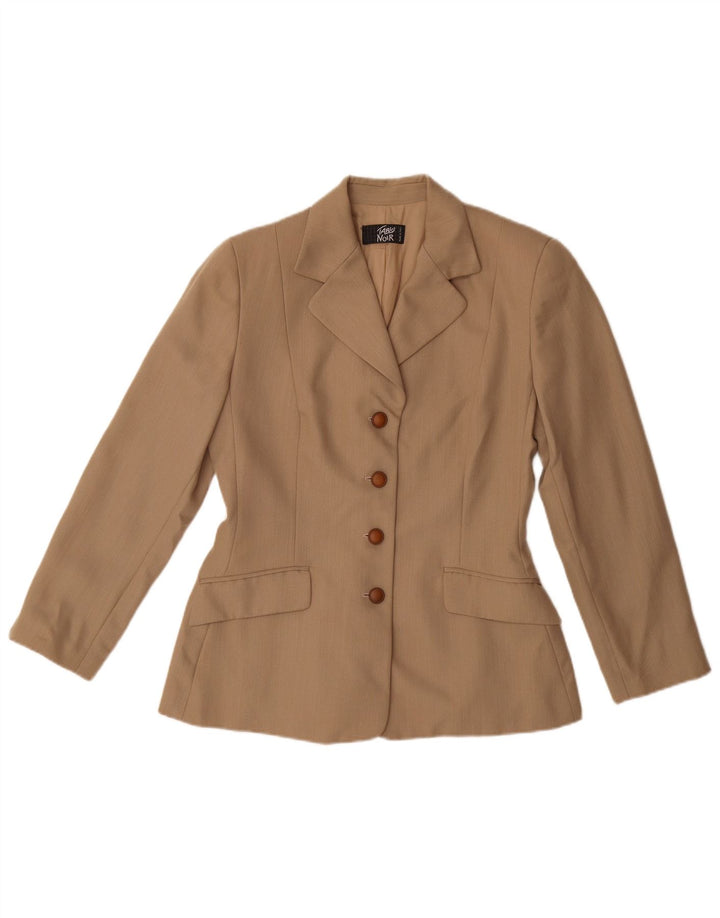 Vintage γυναικείο σακάκι blazer UK 14 μεσαίο μπεζ παρθένο μαλλί