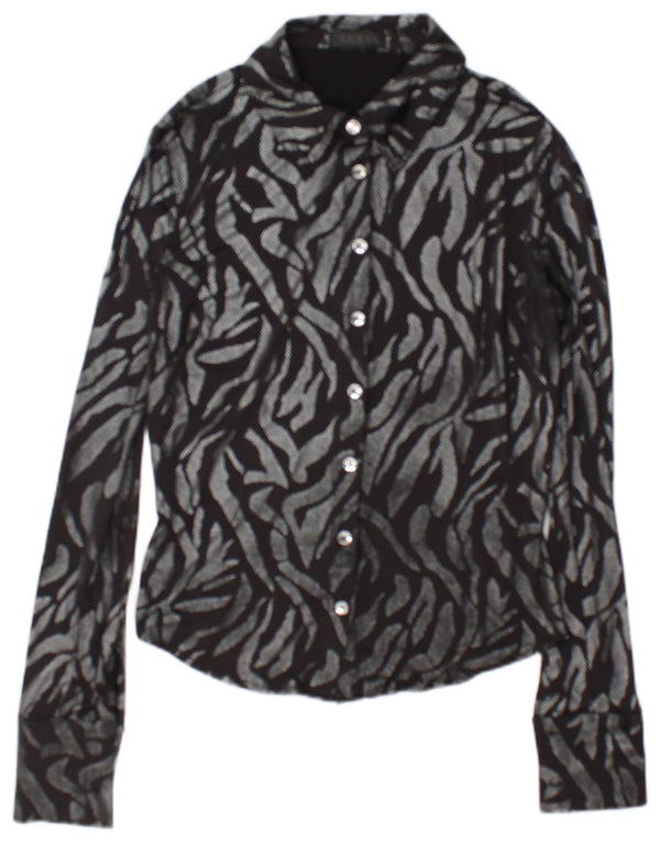 Guess Γυναικείο πουκάμισο Oversized Μπλούζα UK 6 XS Μαύρο Animal Print Polyester