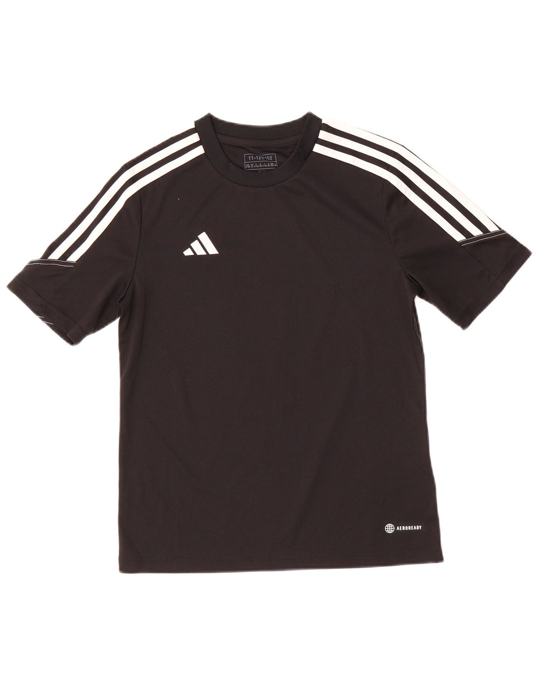 ADIDAS Boys Aeroready T-Shirt Top 11-12 Years Black Polyester