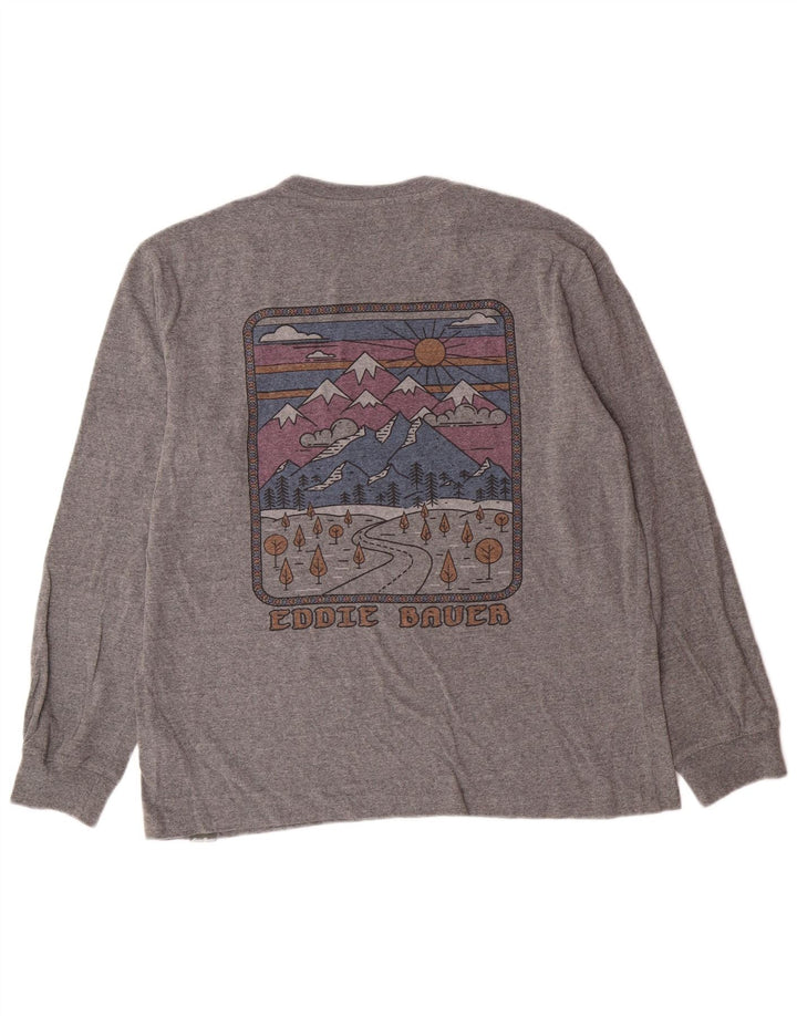 EDDIE BAUER Ανδρικό γραφικό τοπ μακρυμάνικο μεγάλο γκρι βαμβακερό