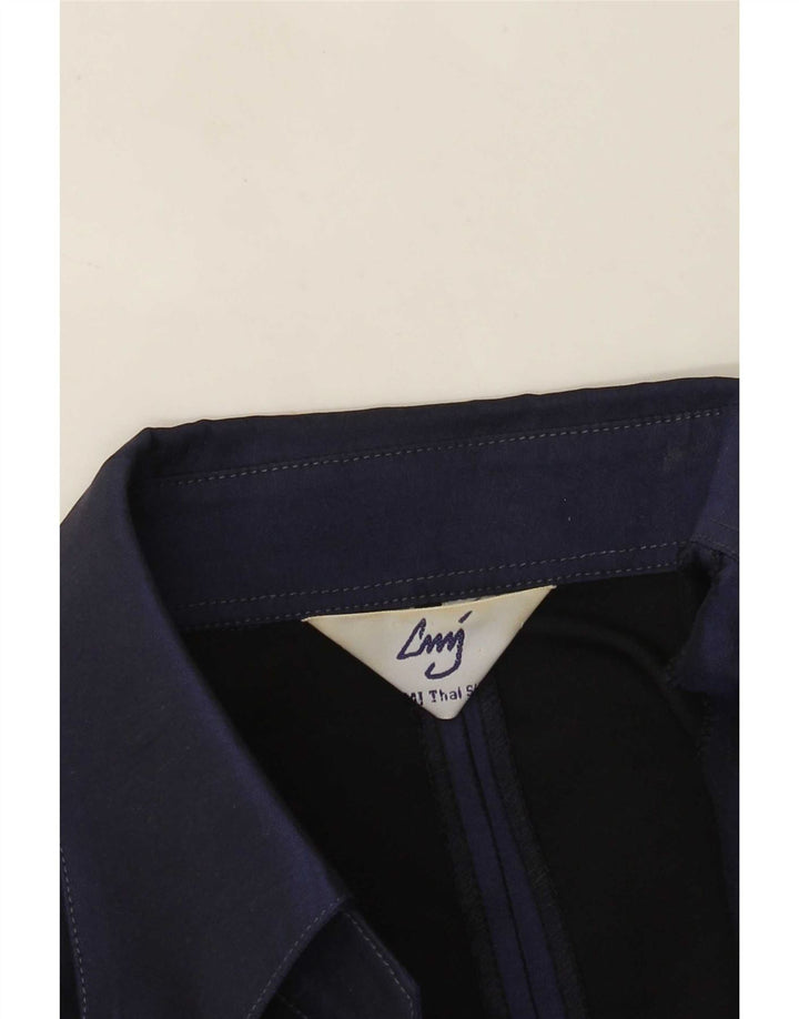 Vintage γυναικείο πουκάμισο μπλούζα UK 14 Medium Navy Blue Silk