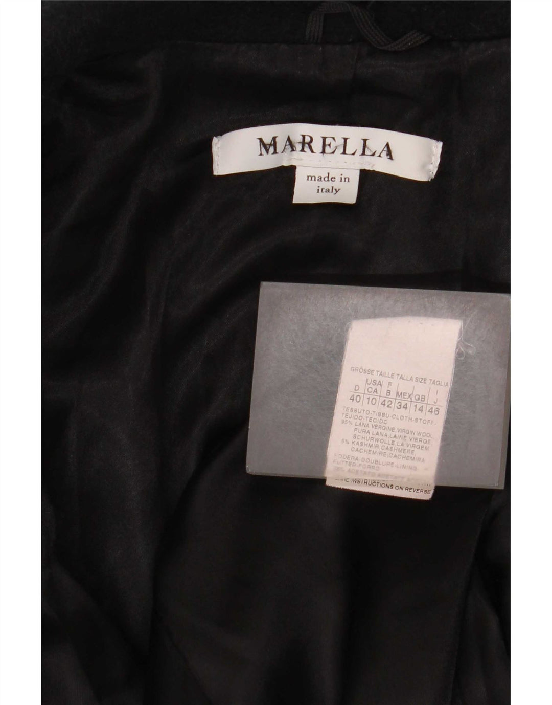 Γυναικείο πανωφόρι Marella UK 14 μεγάλο μαύρο παρθένο μαλλί