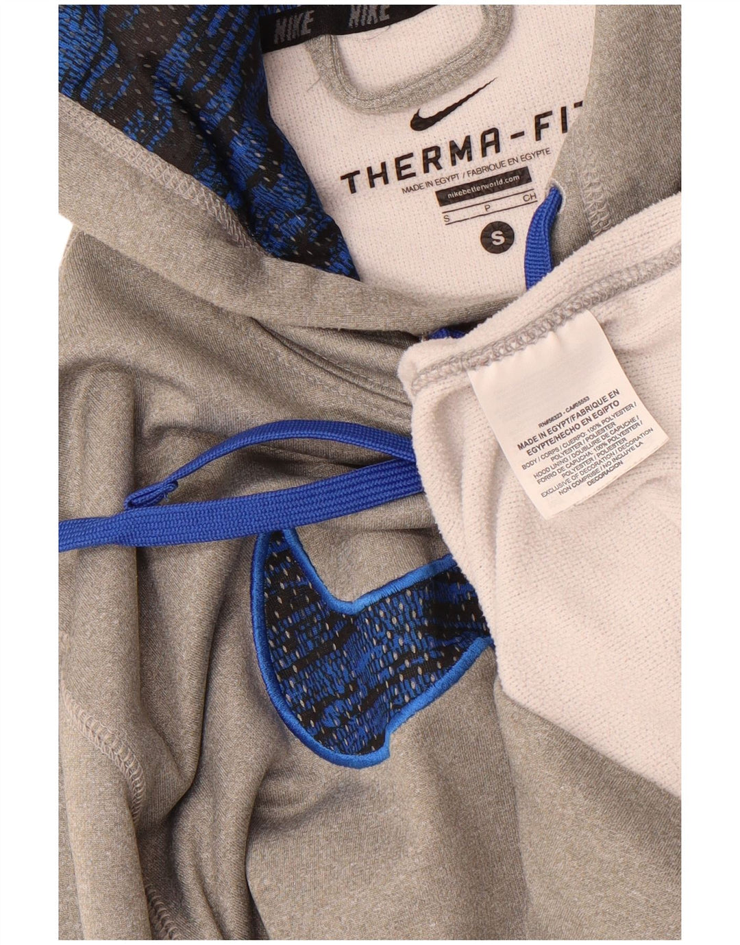 Ανδρικά γραφικά κουκούλα Nike Therma-Fit Μικρός γκρι πολυεστέρας