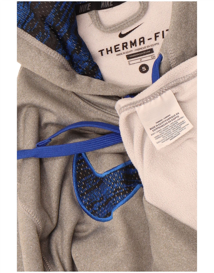 Ανδρικά γραφικά κουκούλα Nike Therma-Fit Μικρός γκρι πολυεστέρας