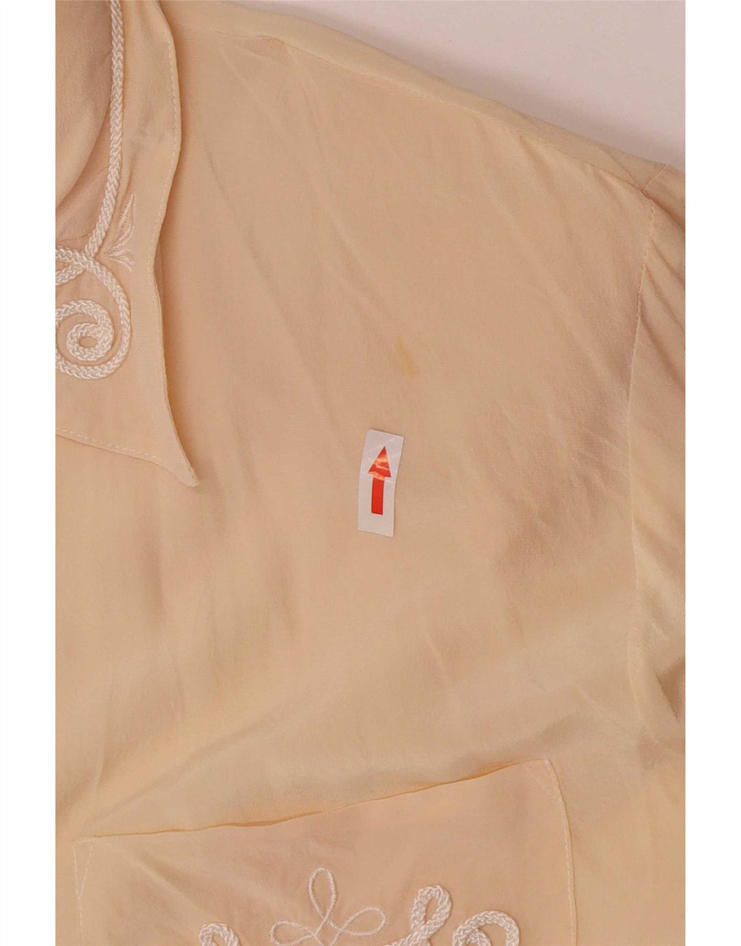 Vintage γυναικείο κανονικό πουκάμισο μπλούζα UK 14 Large Beige Silk