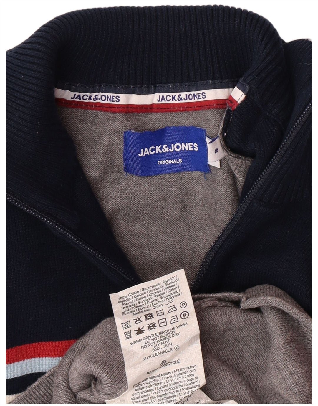 Ανδρικό πουλόβερ με φερμουάρ JACK & JONES Μικρό γκρι χρώμα
