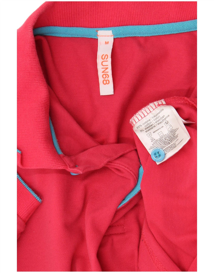 Sun68 Ανδρικό Πόλο Μπλουζάκι Μεσαίο Ροζ Βαμβακερό