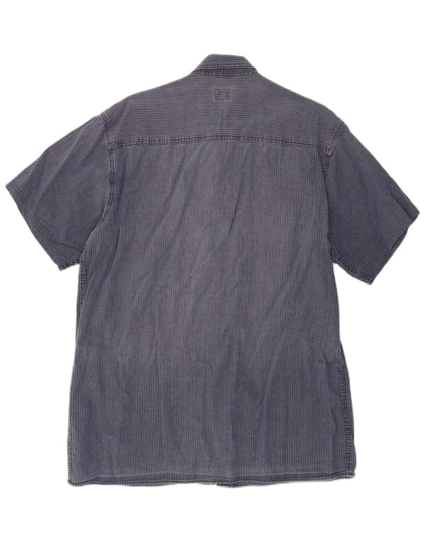 Calvin Klein Jeans Ανδρικό κοντομάνικο πουκάμισο XL Navy Blue Pinstripe