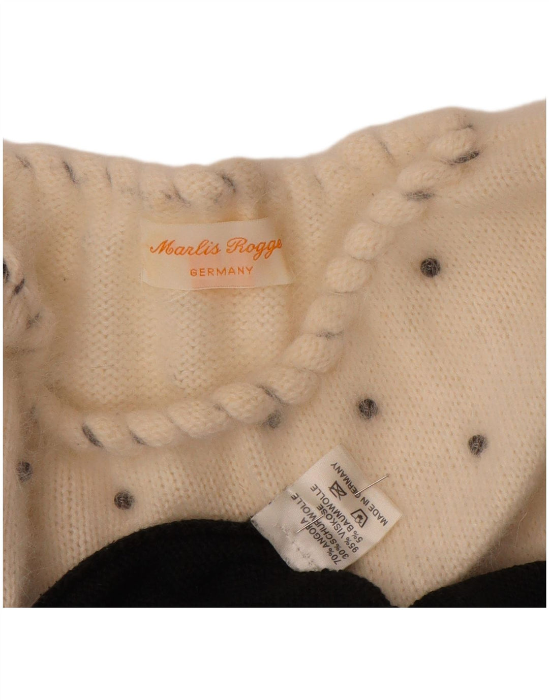 VINTAGE Γυναικείο πουλόβερ με λαιμόκαυστο UK 14 Medium Black Colourblock