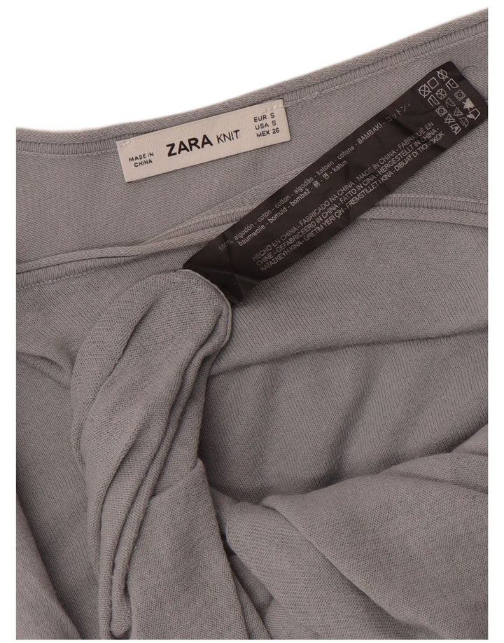 Zara Γυναικεία Μπλούζα Oversized Top UK 10 Small Grey Cotton