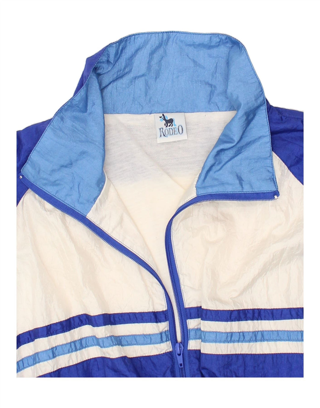 RODEO Womens Tracksuit Top Jacket UK 22/24 3XL Blue Colourblock Polyester Vintage Rodeo and Second-Hand Rodeo from Messina Hembry 
