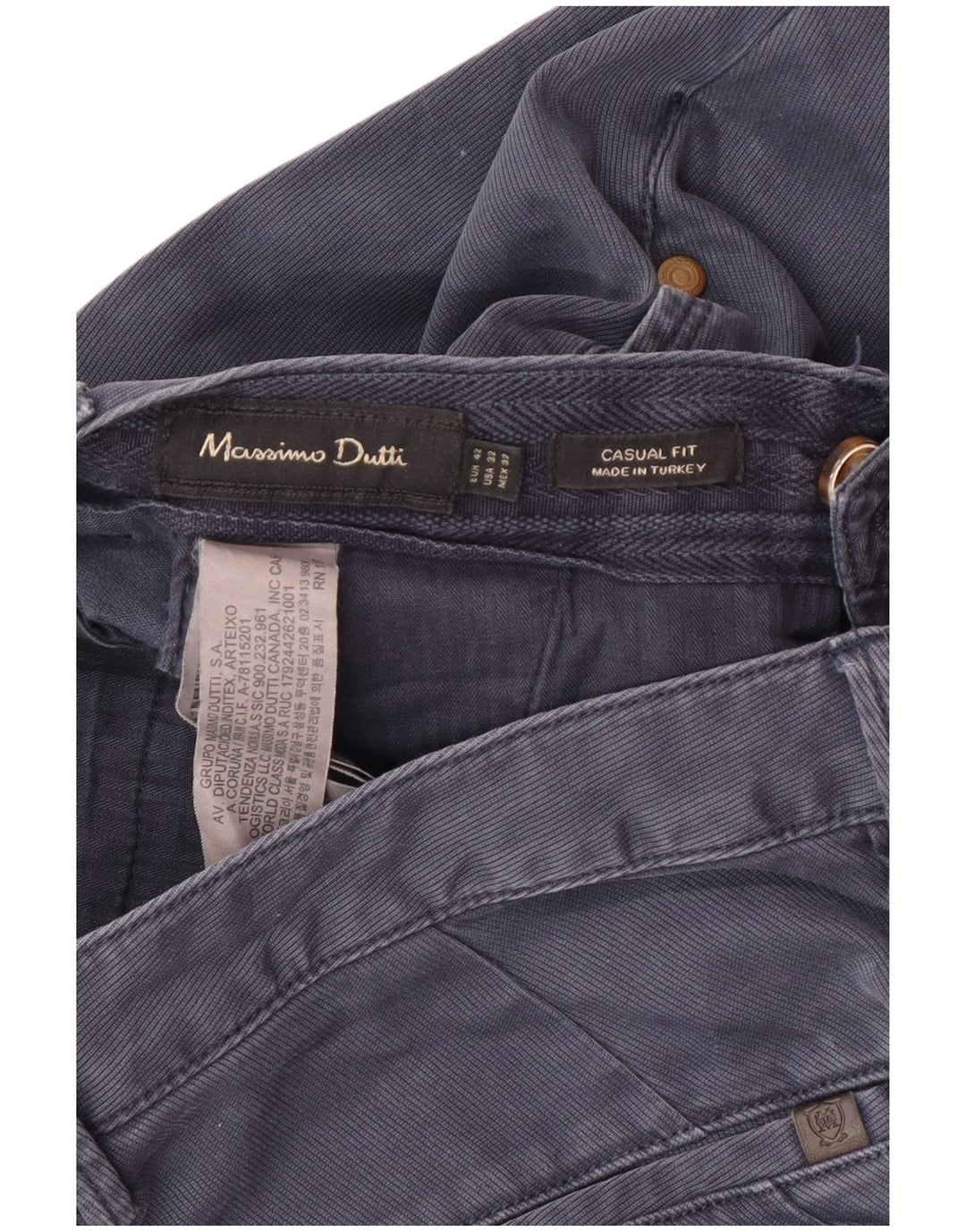 MASSIMO DUTTI Ανδρικό παντελόνι Chino EU 42 Large W32 L31 Navy Blue Classic