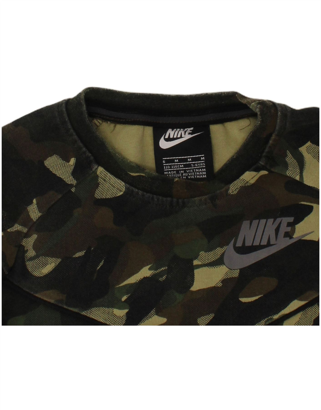 Γραφικό Φούτερ NIKE Boys Jumper 5-6 ετών Μεσαίου πράσινου καμουφλάζ