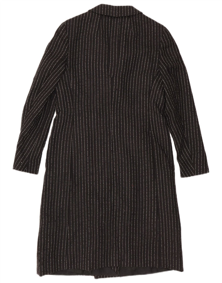 Vintage γυναικείο παλτό με διπλό στήθος UK 8 Small Black Pinstripe