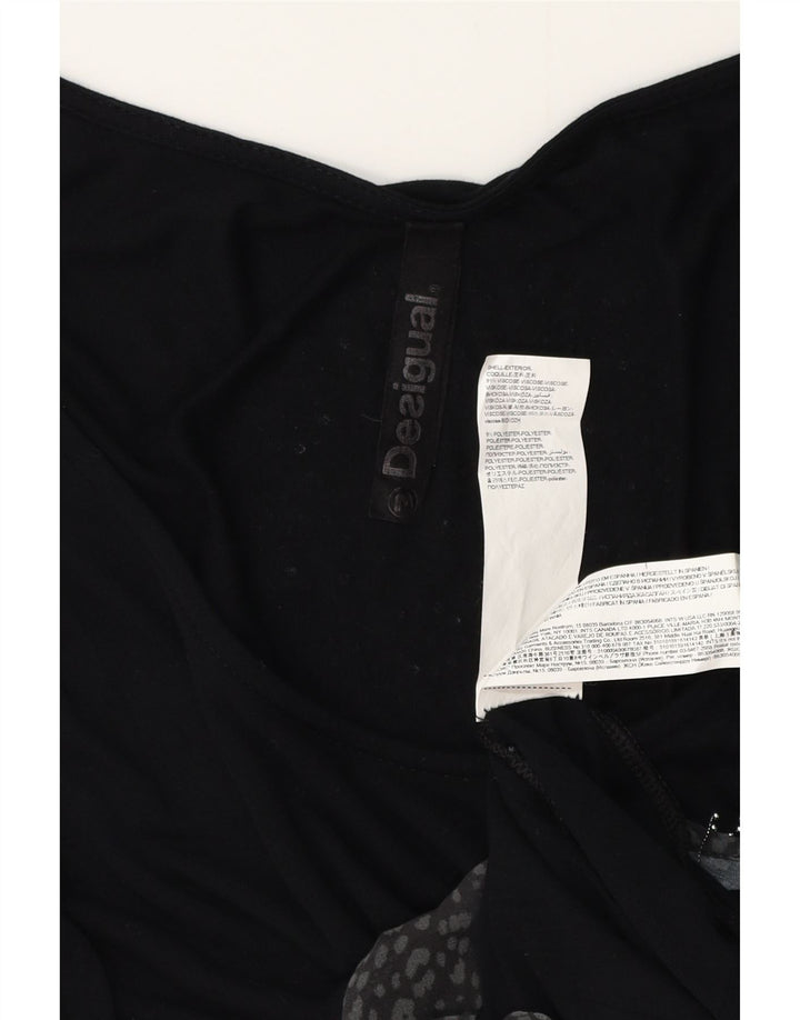 DESIGUAL Γυναικείο φόρεμα 3/4 με γραφικό A-Line UK 12 μεσαία μαύρη βισκόζη