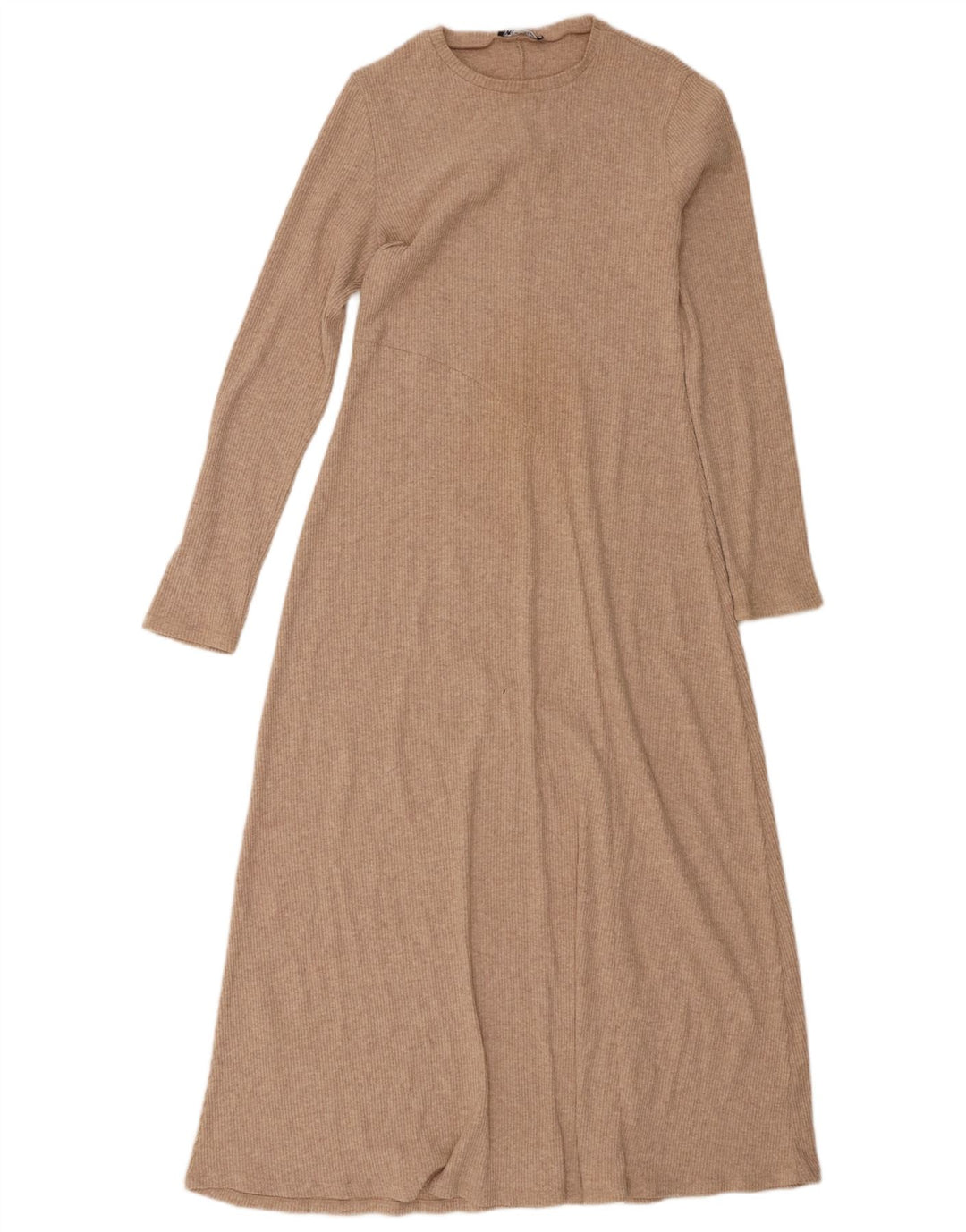 Zara Γυναικείο μακρυμάνικο Maxi Φόρεμα UK 12 Medium Beige