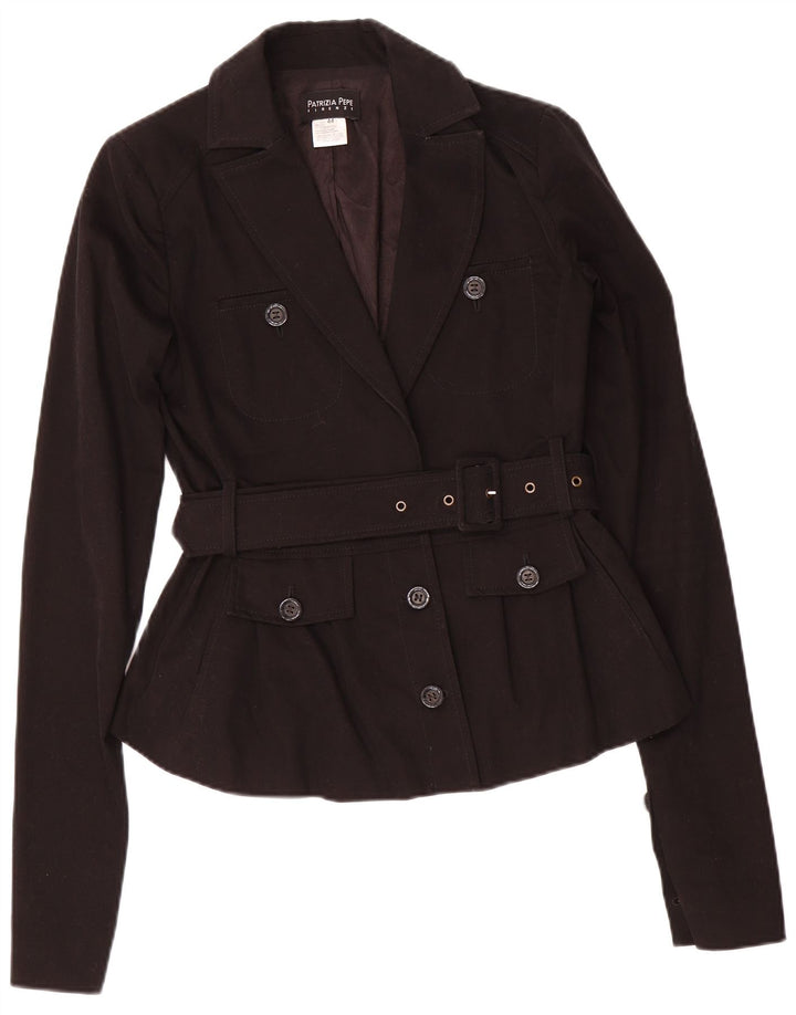 Patrizia Pepe Γυναικείο Μπουφάν Blazer 2 Κουμπιών IT 44 Μεσαίο Μαύρο Βαμβακερό