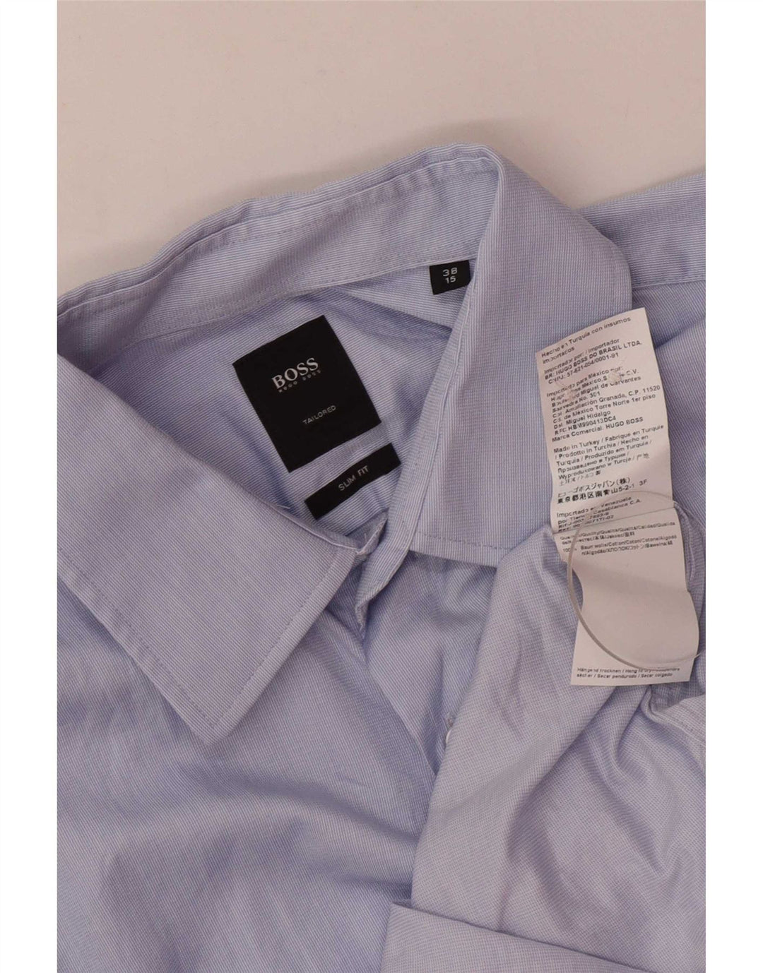 Ανδρικό πουκάμισο Hugo Boss Slim Fit Μέγεθος 38 15 Μεσαίο Μπλε Βαμβακερό