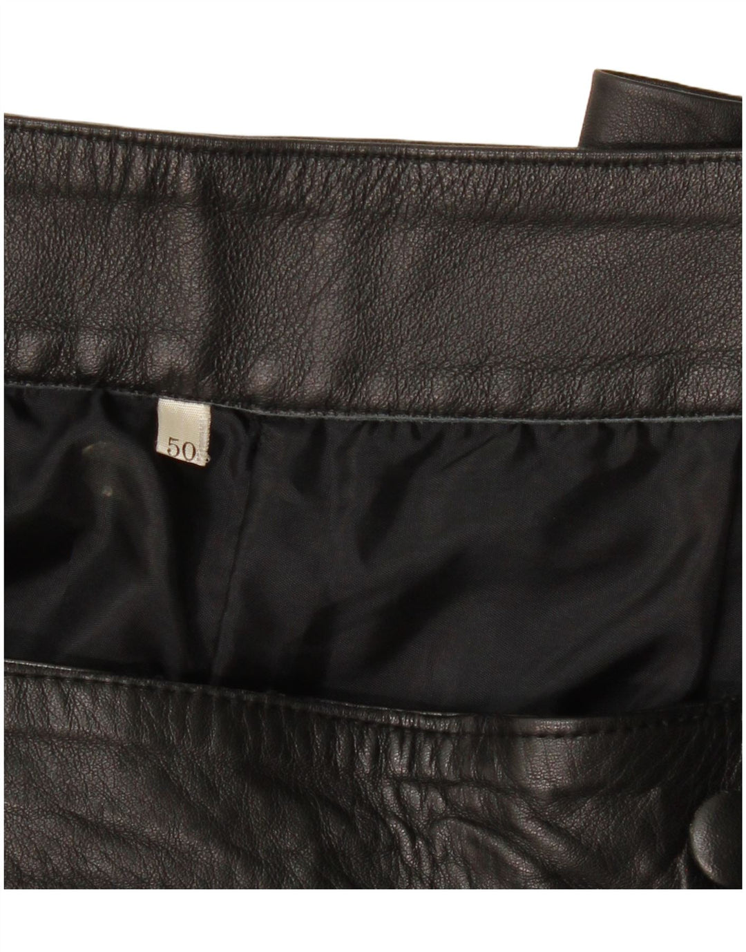 VINTAGE Γυναικείο ίσιο δερμάτινο παντελόνι IT 50 Large W38 L29 Μαύρο