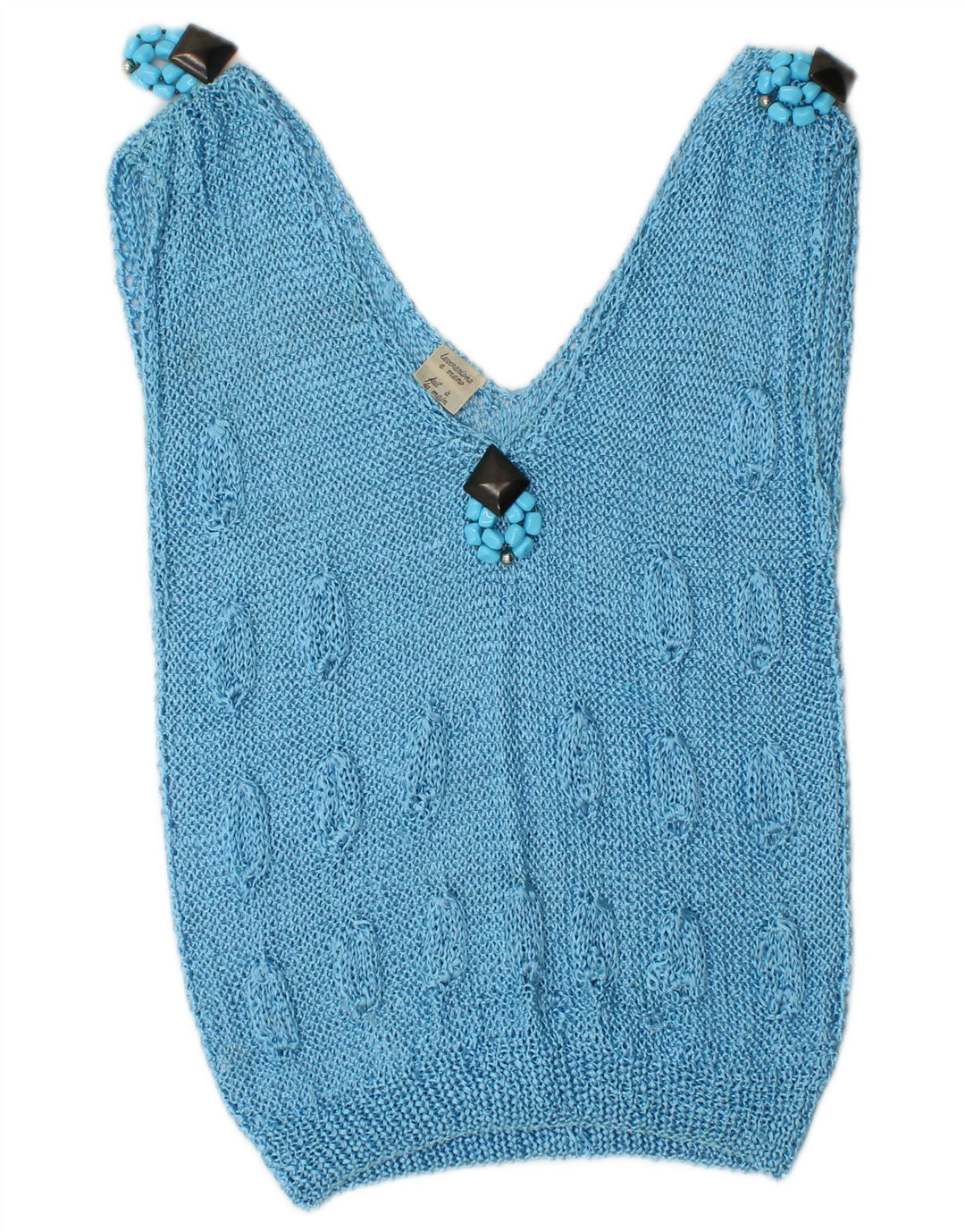 Vintage γυναικείο γιλέκο Tank Top UK 10 Small Blue Rayon