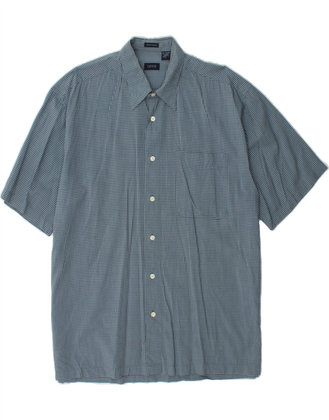 IZOD Mens Short Sleeve Shirt Large Blue Gingham Cotton Vintage Izod and Second-Hand Izod from Messina Hembry 