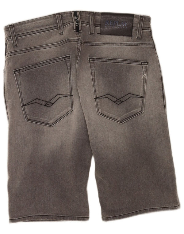 Replay Mens Larston Denim Shorts W30 Medium Grey Cotton