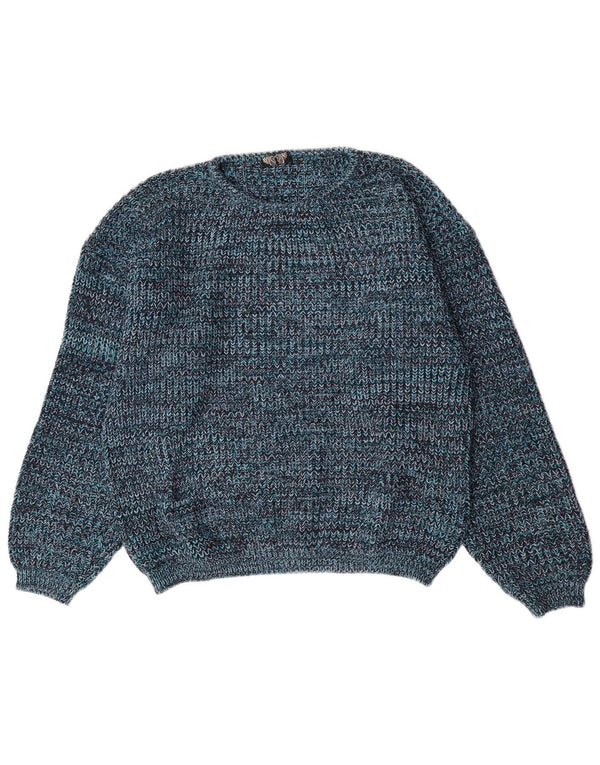 Vintage γυναικείο πουλόβερ με λαιμόκοψη UK 18 XL Blue Flecked