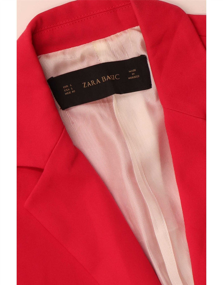 Zara Γυναικείο σακάκι 1 κουμπιού Blazer UK 14 μεγάλο ροζ πολυεστέρα