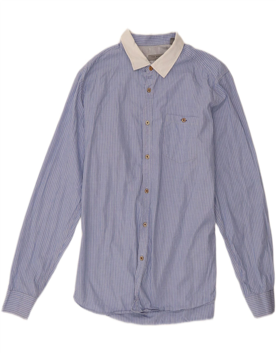 Ανδρικό πουκάμισο Ted Baker, νούμερο 5 XL, Μπλε βαμβακερό με ρίγες