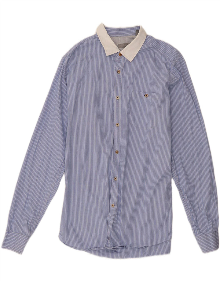 Ανδρικό πουκάμισο Ted Baker, νούμερο 5 XL, Μπλε βαμβακερό με ρίγες