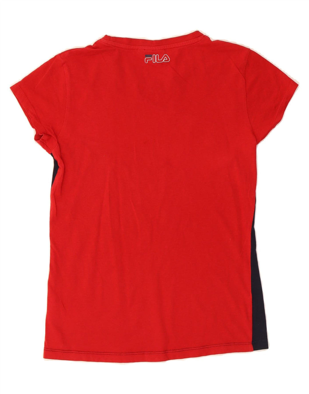 FILA Womens Graphic T-Shirt Top UK 12 Medium Red Colourblock Vintage Fila and Second-Hand Fila from Messina Hembry 