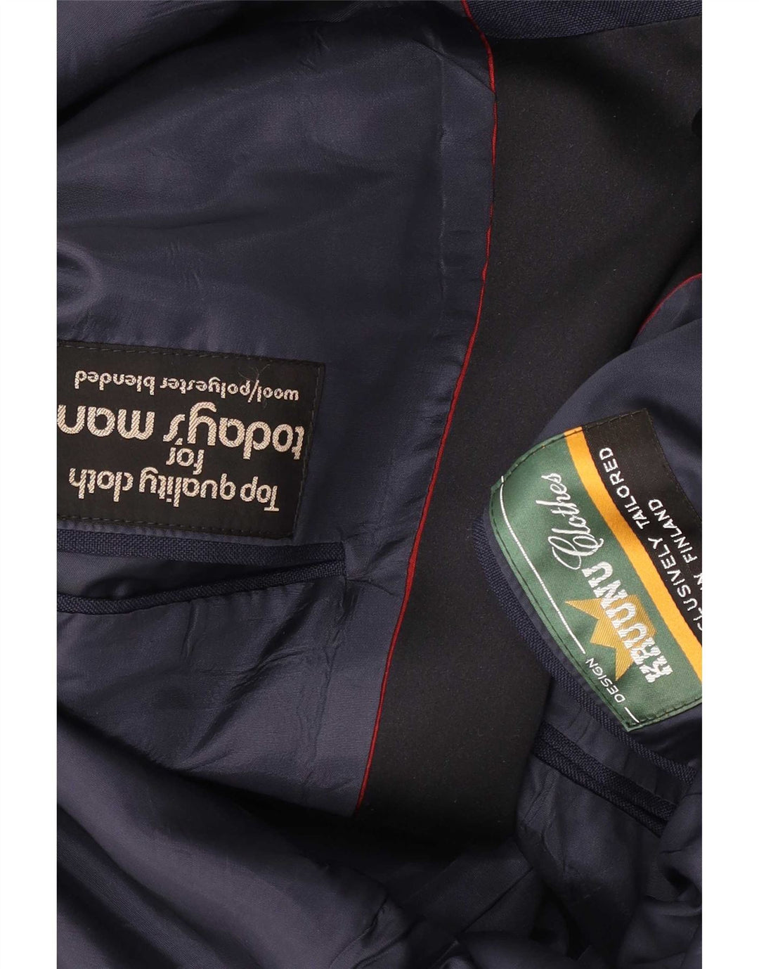 Kruunu Ανδρικό μπουφάν σακάκι με 1 κουμπί UK 36 Small Navy Blue Colorblock μαλλί
