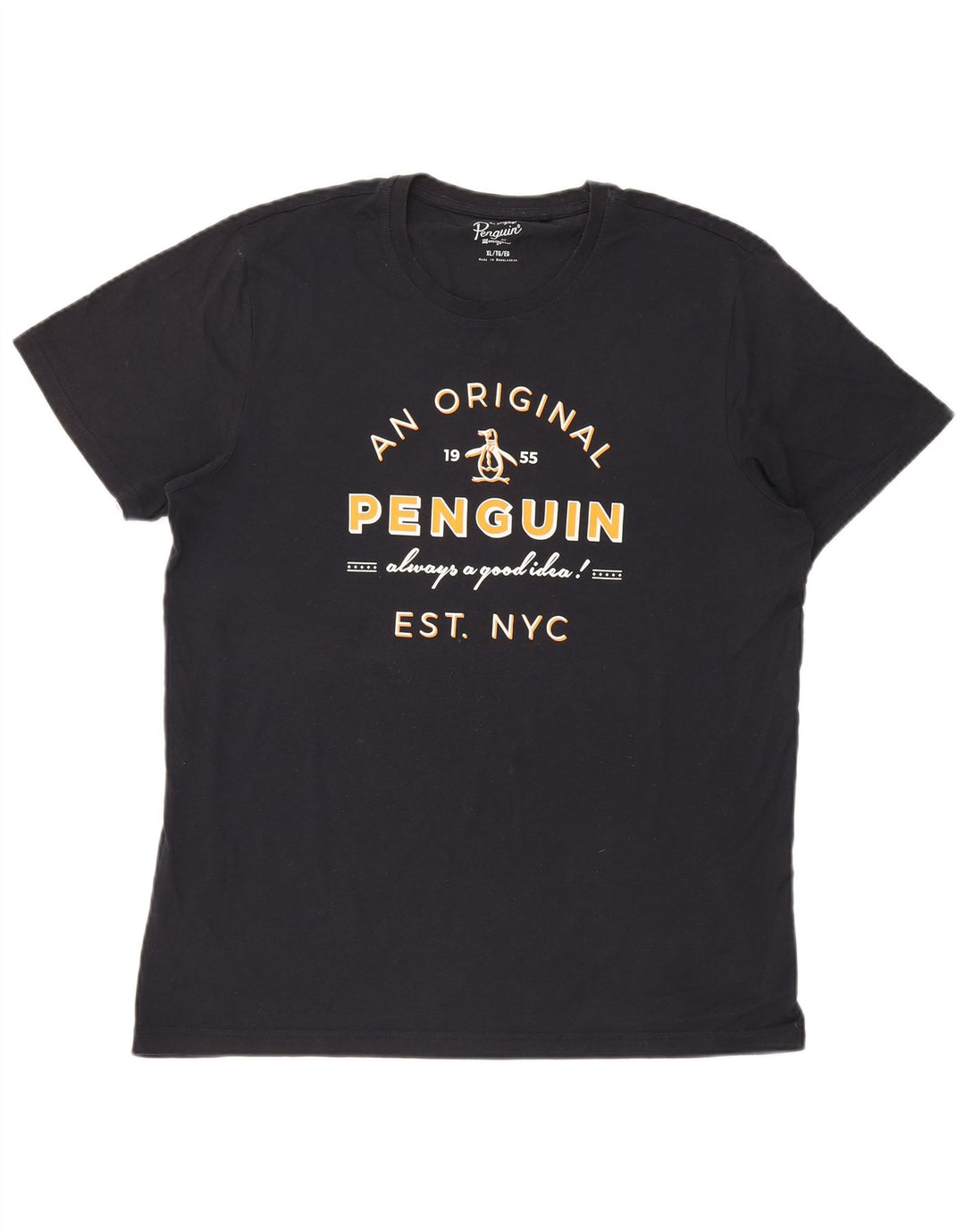 Ανδρικό γραφικό T-Shirt Penguin Top XL Μαύρο βαμβακερό