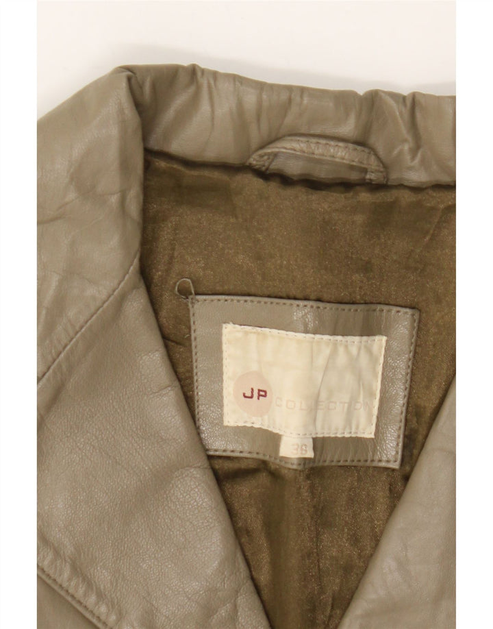 VINTAGE Womens Leather Coat EU 36 Small Beige Leather Vintage Vintage and Second-Hand Vintage from Messina Hembry 
