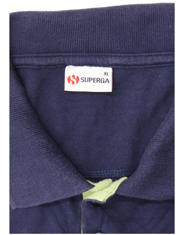 Μπλουζάκι πόλο για αγόρια SUPERGA 15-16 ετών XL Navy Blue Colorblock Βαμβακερό