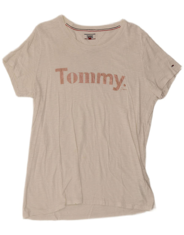 Γυναικείο γραφικό μπλουζάκι Tommy Hilfiger Top UK 18 XL Λευκό βαμβακερό